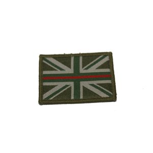British Army Union Flag Green with Red Line Velcro Back Medium