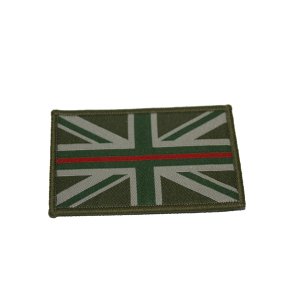 British Army Union Flag Green with Red Line Velcro Back Large